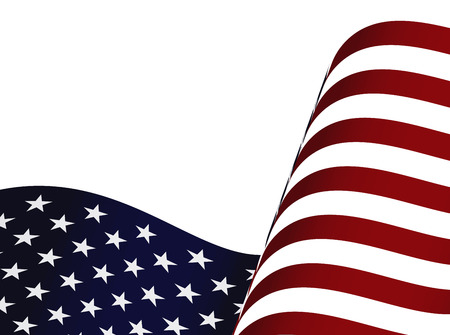 Waving USA flag top half isolated on white background.のイラスト素材