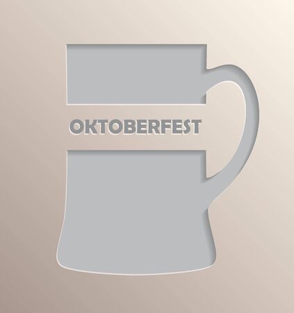 Oktoberfest poster design. Mug of beer with simulation of 3D volume effect.のイラスト素材
