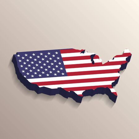 3D like picture of USA territory with United States flag on backgroundのイラスト素材