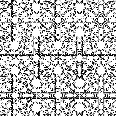 Beautiful black islamic girih pattern isolated on white backgroundのイラスト素材