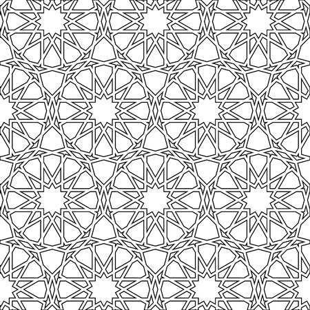 Beautiful black islamic girih pattern isolated on white backgroundのイラスト素材