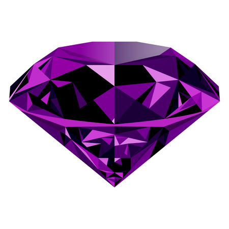 Realistic shining purple amethyst jewel isolated on white background. Colorful gemstone that can be used as part of icon, web decor or other design.のイラスト素材