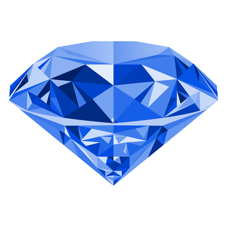 Realistic shining blue amethyst jewel isolated on white background. Colorful gemstone that can be used as part of icon, web decor or other design.のイラスト素材