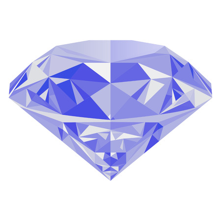 Realistic shining blue diamond jewel isolated on white background. Colorful gemstone that can be used as part of icon, web decor or other design.のイラスト素材