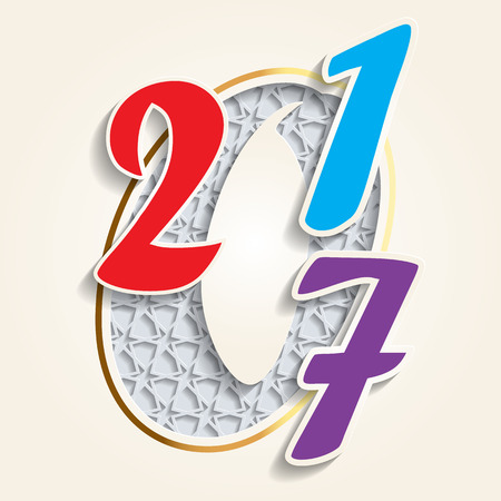 New year 2017 design concept composed of year digits. Vector illustration for New Year card, poster, placard, background, wallpaper or other design.のイラスト素材