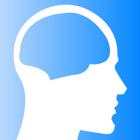 Human head with brain template isolated on gradient background. Vector illustration. Use as template, background.のイラスト素材