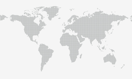 Dotted map isolated on grey background with resolution 5000x2500 dots and all major earth continents - Eurasia, North and South America, Africa, Australia.のイラスト素材