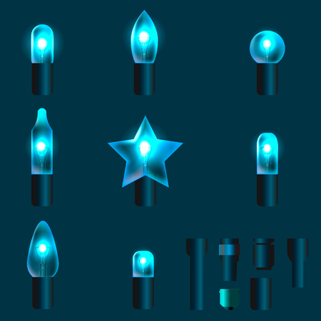 Set of azure shining garland lights with holders.のイラスト素材