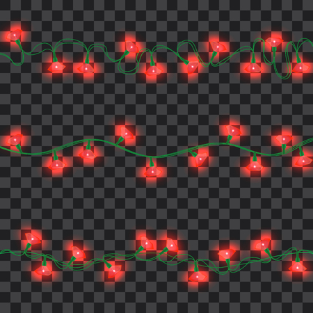 Set of red shining garland lights with holders for Christmas, New Year party glowing lights.のイラスト素材