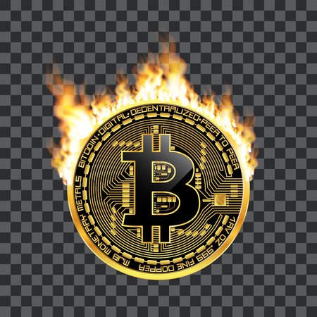 Crypto currency golden coin with black lackered bitcoin symbol on obverse.のイラスト素材