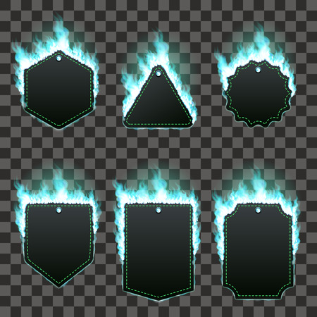 Set of six frames surrounded with azure flameのイラスト素材