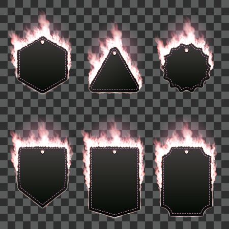 Set of six frames surrounded with pink flameのイラスト素材