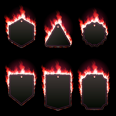 Set of six frames surrounded with red lameのイラスト素材