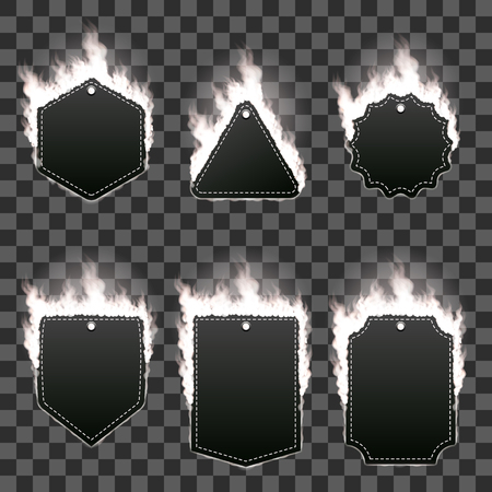 Set of six frames surrounded with white flame.のイラスト素材