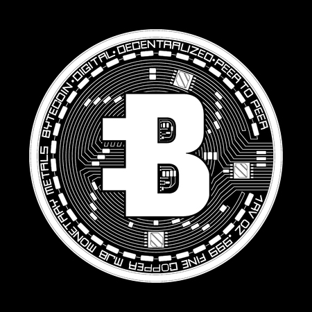 Crypto currency white coin on black background.のイラスト素材