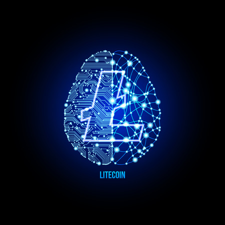 Crypto currency lightcoin on brain background on black background. Vector illustration. Use for logos, print products, page and web decor or other design.のイラスト素材