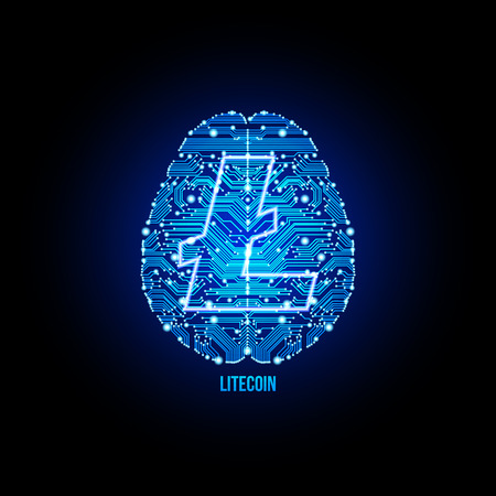 Crypto currency lightcoin on brain background on black background. Vector illustration. Use for logos, print products, page and web decor or other design.のイラスト素材