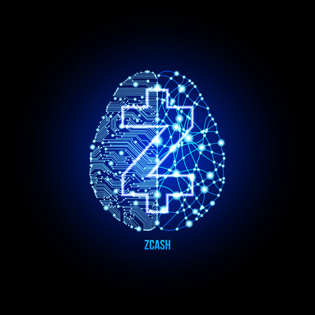 Crypto currency zcash on brain background on black background. Vector illustration. Use for logos, print products, page and web decor or other design.のイラスト素材