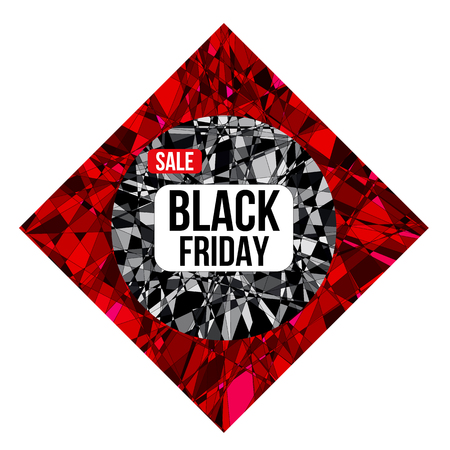 BLACK FRIDAY sale design poster on shattered background created from intersected lines and painted in different shades of black and red. Concept for your design.のイラスト素材