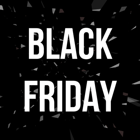 BLACK FRIDAY sale design poster on shattered background created from intersected lines and painted in different shades of black. Concept for your design.のイラスト素材