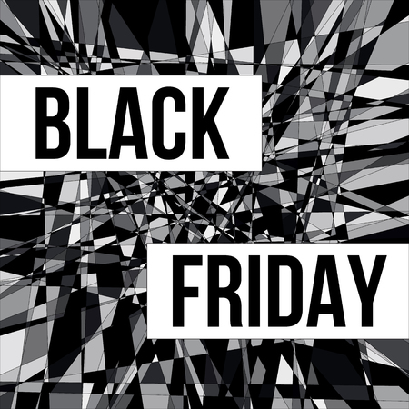 BLACK FRIDAY sale design poster on shattered background created from intersected lines and painted in different shades of black. Concept for your design.のイラスト素材