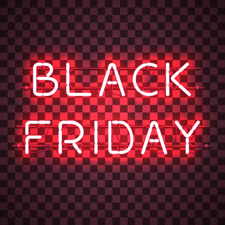 Black Friday neon sign isolated on transparent background.のイラスト素材