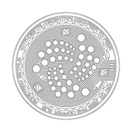 Cryptocurrency black coin with black iota symbol on obverse isolated on white background.のイラスト素材