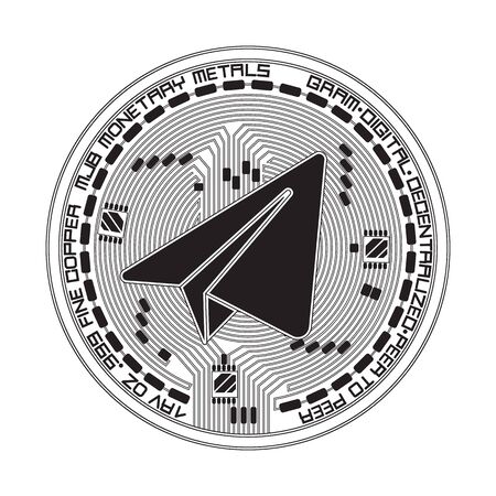 Crypto currency gram black and white symbolのイラスト素材