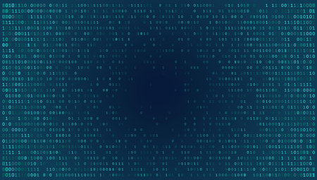 Abstract Cybersecurity Background featuring Vertical Columns of Binary Code on the Left and Right...