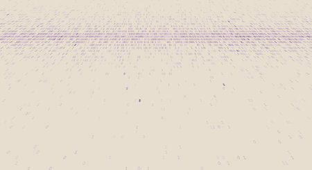 A minimalist digital landscape featuring a dense horizontal band of binary code that dissipates into...