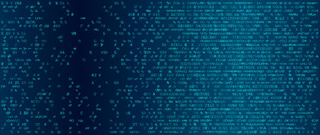 A rhythmic but decentralized distribution of binary characters across a  data field. The composition...