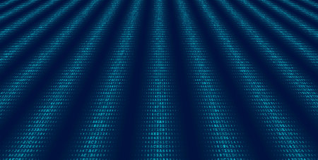 A clean and rhythmic distribution of binary code organized into five distinct vertical segments...