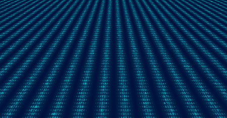 A highly organized grid featuring four distinct vertical columns of binary code sequences. This...