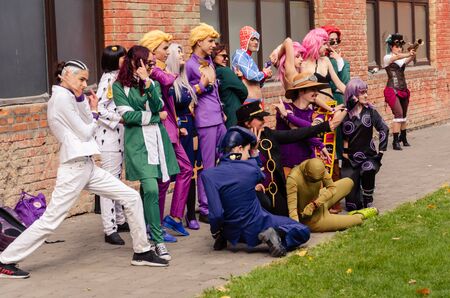 Kyiv, Ukraine - September 22, 2019. Comic Con Ukraine Festival. Cosplayers in costumes of superheroes. Comics festival. Cosplay Marvel Anime Avengers games DCのeditorial素材