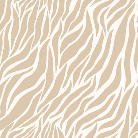 Zebra seamless pattern. Abstract Safari background in beige colors. Trendy vector illustration of tiger stripes print for textile, carpet, wrapping.のイラスト素材