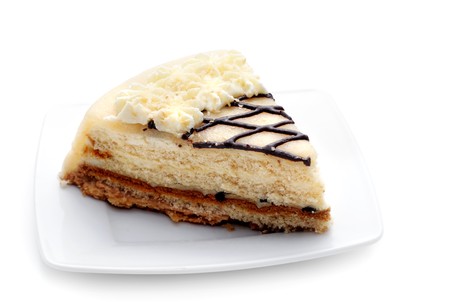Cheesecake on a Plate. Isolated on White Backgroundの写真素材