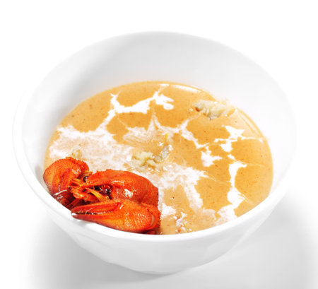 Crawfish Soup Bowl Isolated over Whiteの写真素材