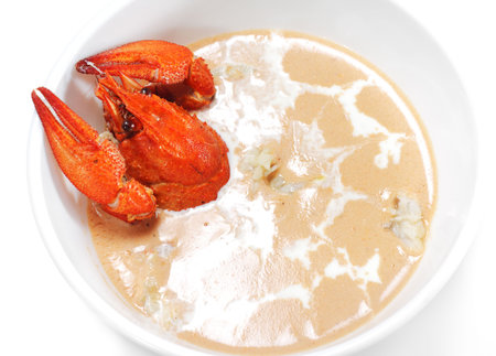 Crayfish Soup Bowl. Isolated on White Backgroundの写真素材