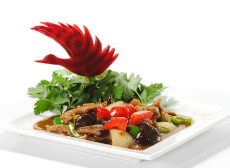 Chinese - Meat with Black Fungus and Parsley, Red Beetの写真素材