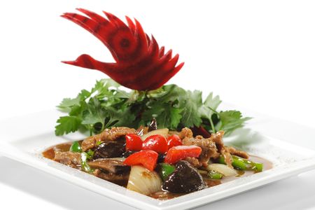 Chinese - Meat with Black Fungus and Parsley, Red Beetの写真素材