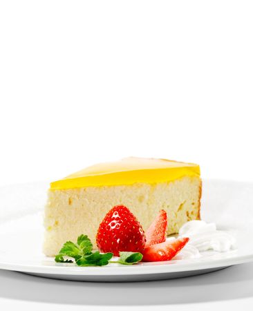 Dessert - Orange Cheesecake with Whip and Fresh Strawberryの写真素材