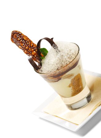 Dessert - Tiramisu in a Glass with Mint and Chocolateの写真素材
