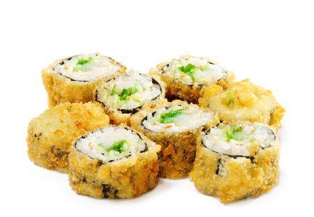 Japanese Cuisine - Deep-fried Sushi Roll with Greens and Scallopの写真素材