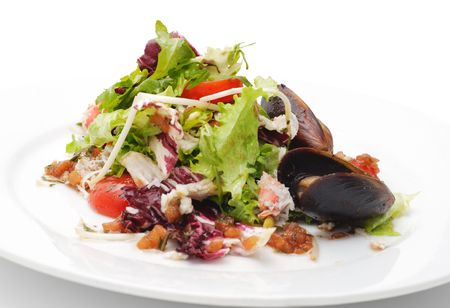 Seafood Salad with Crabmeat and Musselsの写真素材