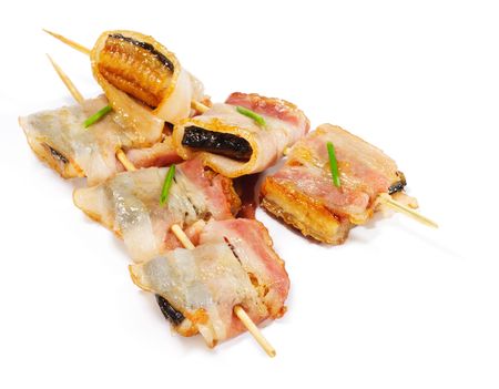 Japanese Cuisine - Smoked Conger Wrapped in Baconの写真素材