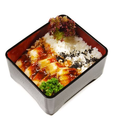 Japanese Cuisine - Fried Eel Fillet with Rice and Parsleyの写真素材