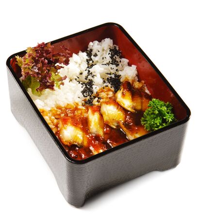 Japanese Cuisine - Fried Eel Fillet with Rice and Parsleyの写真素材