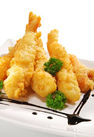 Japanese Cuisine - Deep-fried Shrimps and Vegetablesの写真素材