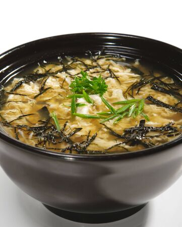 Japanese Cuisine - Miso Soup with Crab Meat and Trickled Pastriesの写真素材