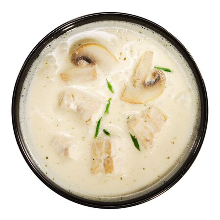 Thai Dishes - Soup made from Coco Milk and Mushrooms and Chicken Meatの写真素材